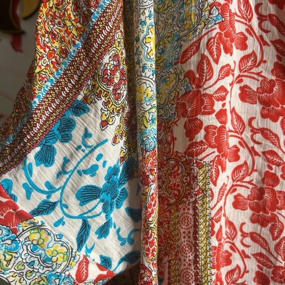 Orange Fashion Village Red and Blue Boho Patchwork Blouse S/M - Picture 5 of 16